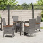 vidaXL Ensemble de salle à manger de jardin 5 pièces avec coussins Gris Rattan Poly