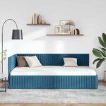 vidaXL Cadre de lit d'angle avec tête de lit Bleu 100 x 200 cm Velours