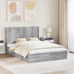 vidaXL Cadre de lit avec rangement et tête de lit Sonoma gris