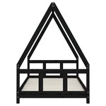 vidaXL Cadre de lit pour enfants noir 90x190 cm bois de pin massif