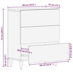 vidaXL Buffet Noir et or 60 x 33 x 75 cm bois de manguier massif