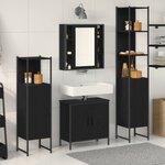 vidaXL Ensemble de mobilier de salle de bain avec étagère 4 Pièces Noir