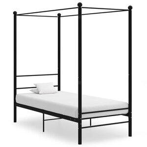 vidaXL Cadre de lit à baldaquin sans matelas noir métal 90x200 cm
