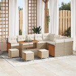 vidaXL Ensemble de canapé de jardin avec coussin 13 Pièces Beige et crème