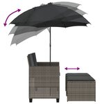 vidaXL Canapé de jardin 2 places avec parasol et tabourets gris rotin