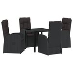 vidaXL Ensemble de salle à manger de jardin 5 pièces   avec des coussins en poly rattan noir.