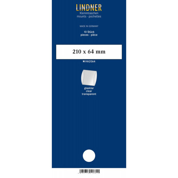 Bandes double soudure 210 x 64 mm pour timbres-poste. Fond - Transparent