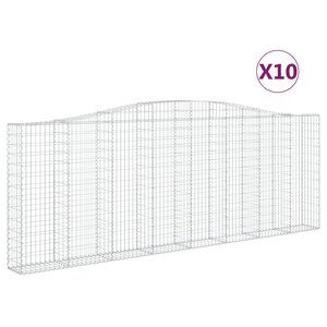 vidaXL Paniers à gabions arqués 10 Pièces 400x30x140/160 cm Fer galvanisé