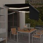 vidaXL Auvent manuel rétractable avec store et LED 4x3 m Anthracite