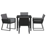 vidaXL Ensemble de salle à manger pour jardin 5 Pièces Noir Poly rotin