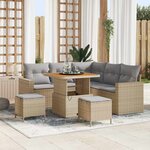 vidaXL Ensemble de canapé de jardin 8 Pièces Beige polyrotin