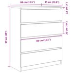 vidaXL Buffet chêne fumé 80x35x99 cm bois d'ingénierie