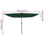 vidaXL Parasol de jardin carré avec lumières LED 295x245 cm Vert