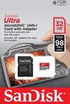 Carte mémoire Micro SD Sandisk Ultra 32Go UHS + Adaptateur