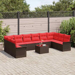 vidaXL Ensemble de canapé de jardin 11 Pièces Marron polyrotin