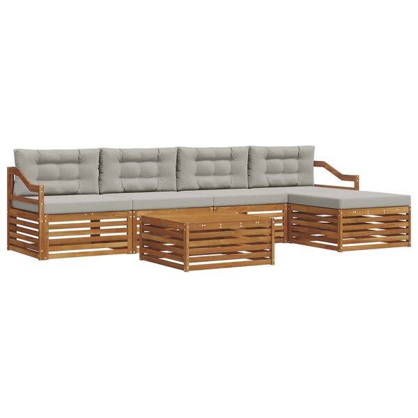 vidaXL Ensemble de canapés d'extérieur 6 Pièces Gris Naturel et Clair