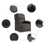 vidaXL Fauteuil inclinable électrique marron foncé cuir véritable