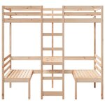 vidaXL Lit mezzanine avec bureau et chaises 90x200 cm pin massif