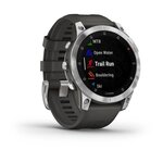 Montre GPS connectée - GARMIN - Epix™(Gen 2), Acier, Silver avec bracelet gris