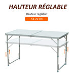 Table de camping reception pliante portable pique-nique buffet en aluminium