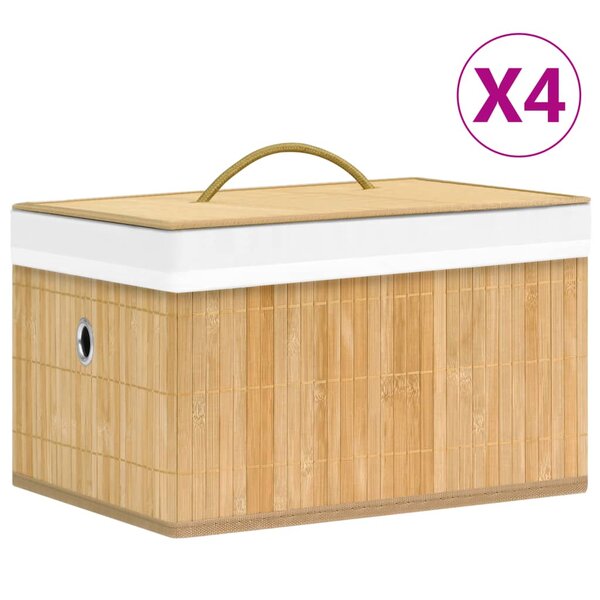vidaXL Boîtes de rangement en bambou 4 Pièces