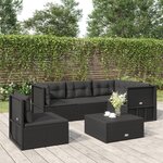 vidaXL Salon de jardin 5 Pièces avec coussins Noir Résine tressée
