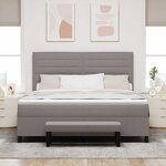 vidaXL Lit à ressorts avec tête de lit Taupe 180 x 200 cm tissu