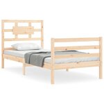 vidaXL Cadre de lit avec tête de lit 90x200 cm bois massif