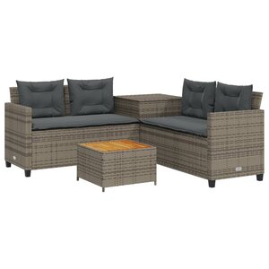 vidaXL Canapé de jardin avec table et coussins en forme de L gris