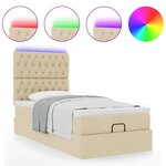 vidaXL Cadre de lit ottoman avec matelas crème 100x200cm tissu