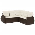 vidaXL Salon de jardin avec coussins 5 Pièces marron résine tressée