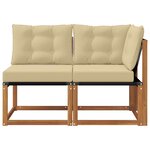 vidaXL Canapé d’extérieur milieu et coin avec coussin 2 Pièce Naturel