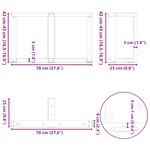vidaXL Pieds de table basse en T  2 pièces  blanc  70 x 25 x (42-43) cm  acier