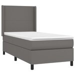 vidaXL Sommier à lattes de lit matelas LED Gris 90x200 cm Similicuir