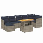 vidaXL Salon de jardin 8 Pièces avec coussins gris résine tressée