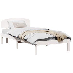 vidaXL Cadre de lit avec tête de lit Blanc 80 x 200 cm Pin massif