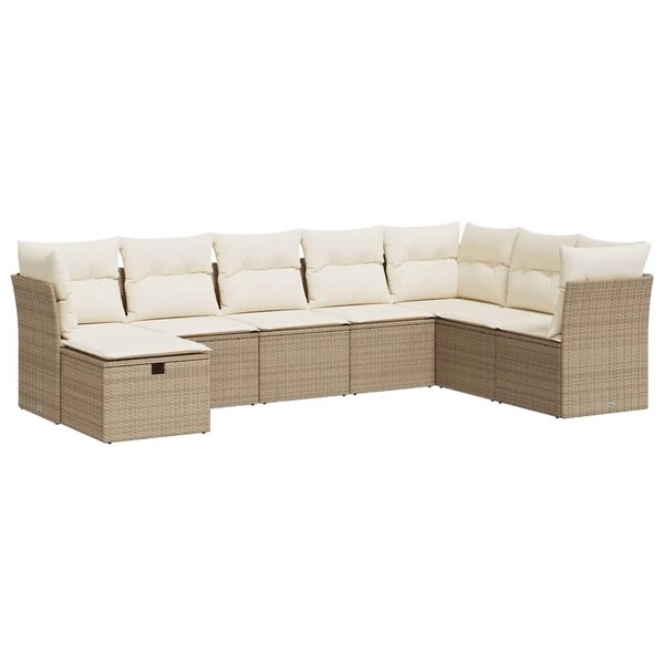 vidaXL Salon de jardin avec coussins 8 Pièces beige résine tressée