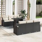vidaXL Ensemble de 7 Canapés de Jardin avec Coussins Noir en Rattan Poly