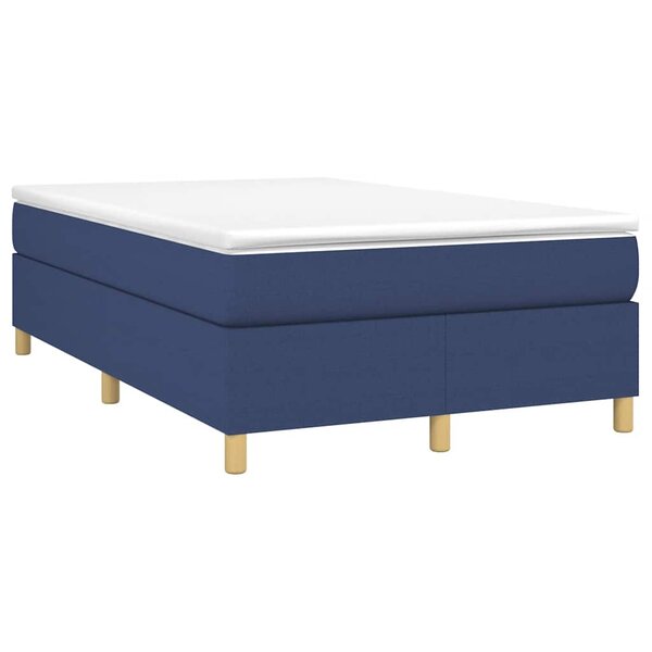 vidaXL Sommier à lattes de lit avec matelas bleu 120x190 cm tissu