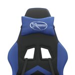 vidaXL Chaise de jeu pivotante et repose-pied Noir et bleu Similicuir
