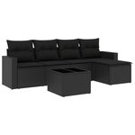vidaXL Salon de jardin 6 Pièces avec coussins noir résine tressée