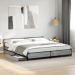vidaXL Cadre de lit avec tiroirs sans matelas sonoma gris 200x200 cm