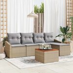 vidaXL Ensemble de canapé de jardin 6 Pièces Beige Poly rotin