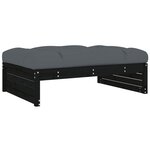 vidaXL Salon de jardin 5 Pièces avec coussins noir bois massif