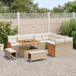 vidaXL Ensemble de canapé de jardin 12 Pièces Beige et crème polyrotin