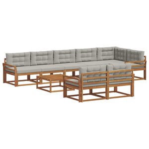 vidaXL Ensemble de canapés d'extérieur 9 Pièces Naturel et gris clair