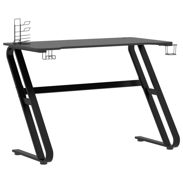 Bureau table poste de travail meuble d'ordinateur informatique étude de jeu avec pieds en forme de ZZ 110 x 60 x 75 cm noir 02_0023773