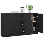 vidaXL Buffets 2 Pièces Noir 60x30x70 cm Bois d'ingénierie