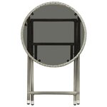 vidaXL Table à thé Gris 60 cm Résine tressée et verre trempé