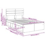 vidaXL Cadre de lit Gris Sonoma 120 x 190 cm Pin massif